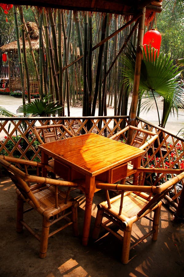 Tea house in a Chinese bamboo garden in Chengdu,capital of Sichuan. Tea house in a Chinese bamboo garden in Chengdu,capital of Sichuan