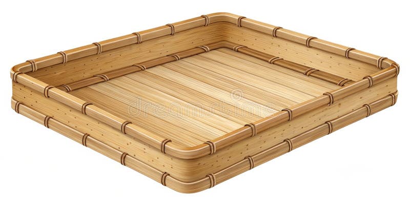 Bamboo Tray Woven Wood Storage Container, Eco-friendly ,Organizer vector illustration