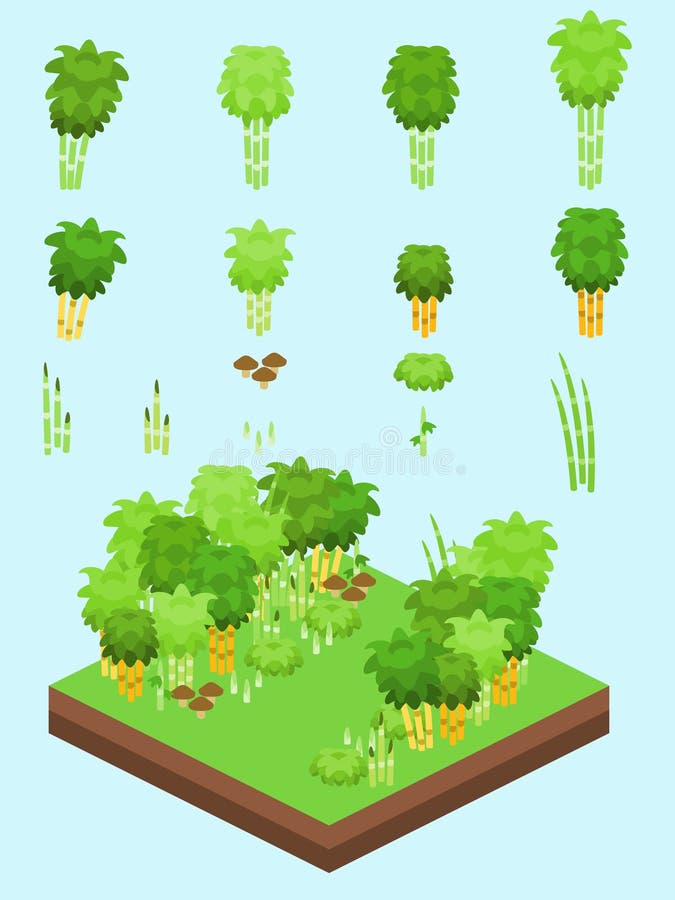 Isometric Simple Plants Set - Bamboo Forest royalty free illustration Isometric Simple Plants Set - Bamboo Forest royalty free illustration