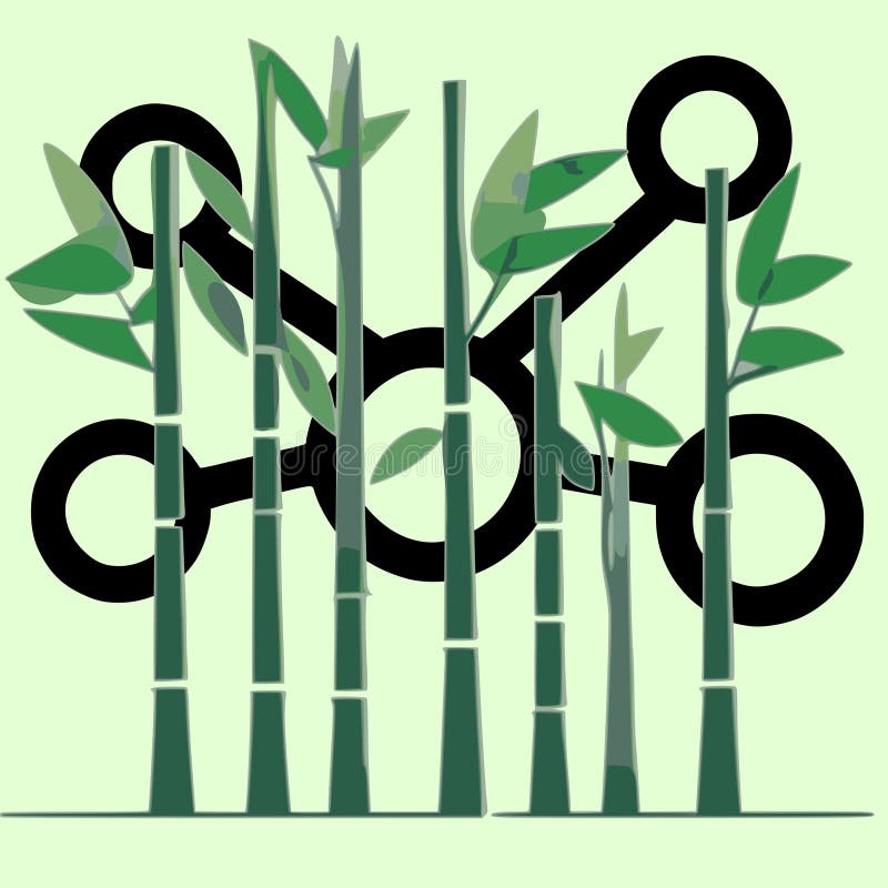 Bamboo Trees Carbon Capture Vector Graphics Stock Illustration
