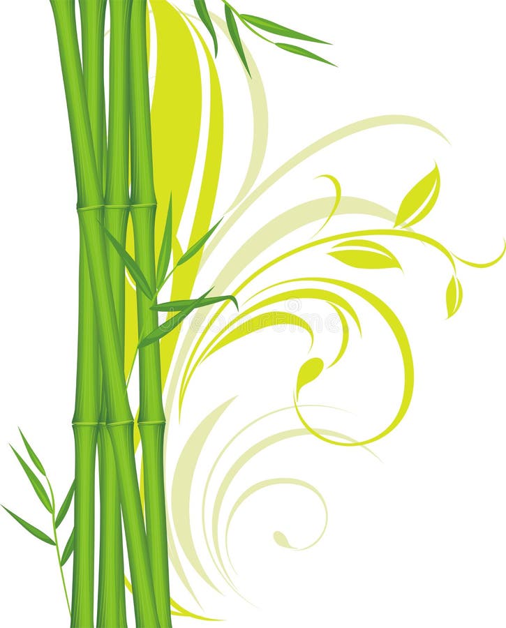 Bambou vert avec l'ornement floral illustration libre de droits Bambou vert avec l'ornement floral illustration libre de droits