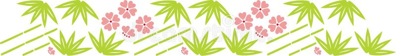 Bambusblatt und Blumen lizenzfreie abbildung Bambusblatt und Blumen lizenzfreie abbildung