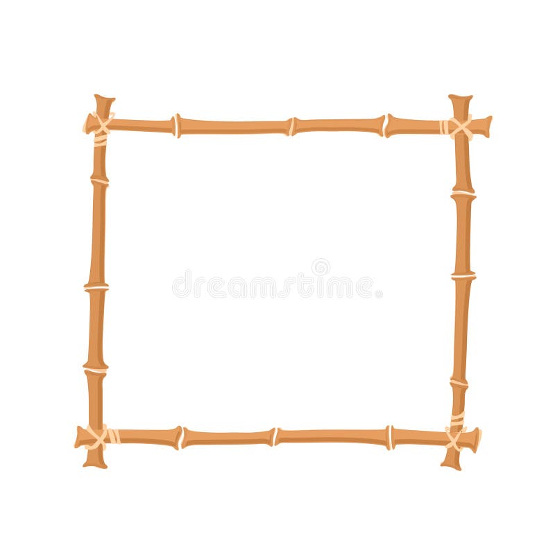 Brown bamboo border. square bamboo frame. Vector illustration isolated on white background. Brown bamboo border. square bamboo frame. Vector illustration isolated on white background