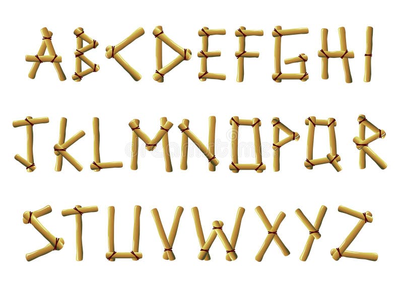 Illustrated set of bamboo letters. Illustrated set of bamboo letters.