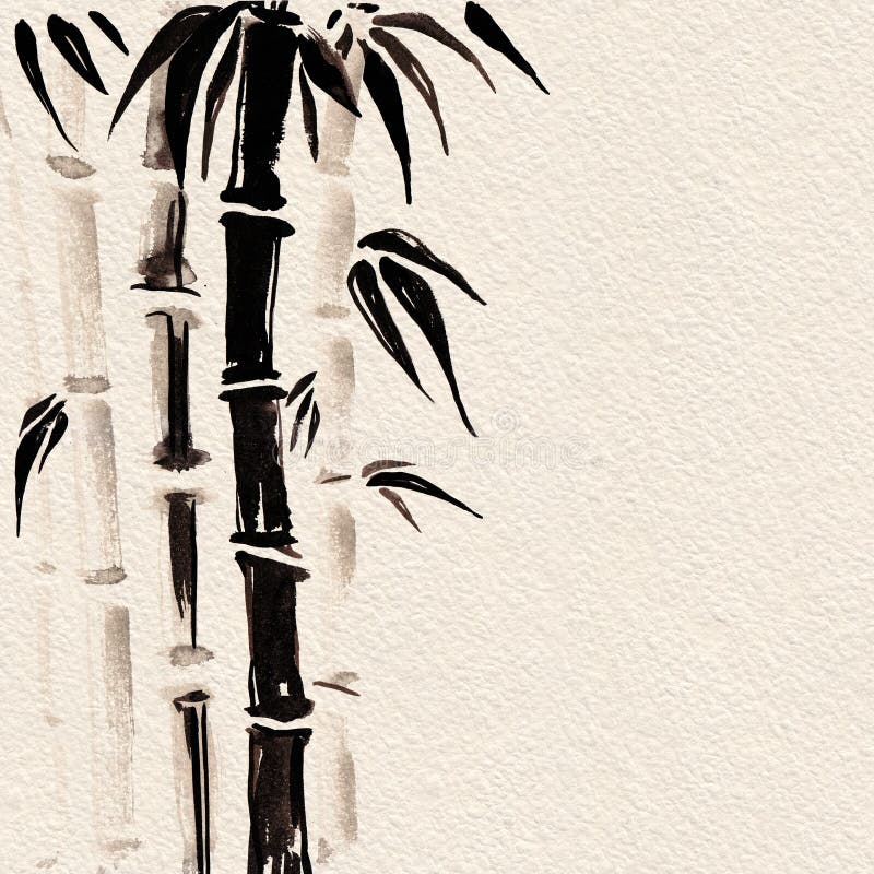 Bambú en estilo chino Ejemplo de la pintura de la mano de la acuarela libre illustration Bambú en estilo chino Ejemplo de la pintura de la mano de la acuarela libre illustration