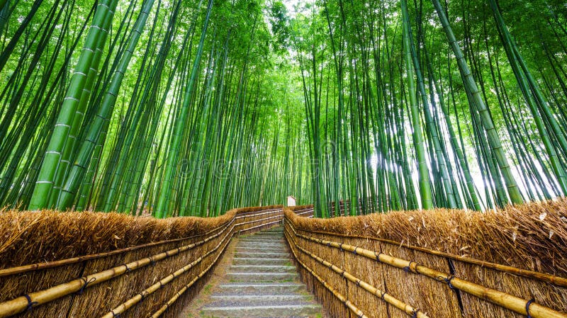 Bana till bambuskogen, Arashiyama, Kyoto, Japan royaltyfria bilder