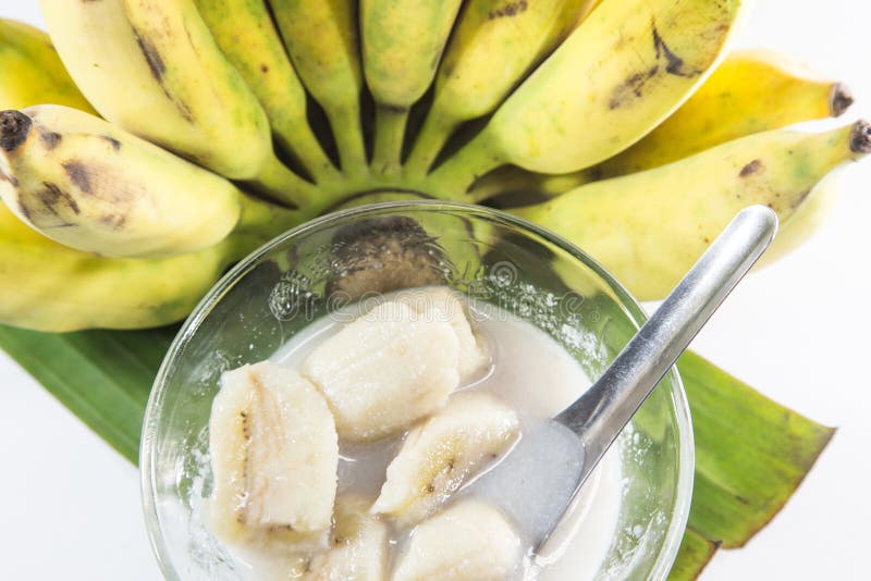 Banaan in kokosmelk Traditioneel dessert van Aziatisch, Thailand royalty-vrije stock afbeelding Banaan in kokosmelk Traditioneel dessert van Aziatisch, Thailand royalty-vrije stock afbeelding