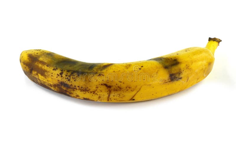 Banan isolerad i vit bakgrund. Mogen gul banan isolerad på vit bakgrund