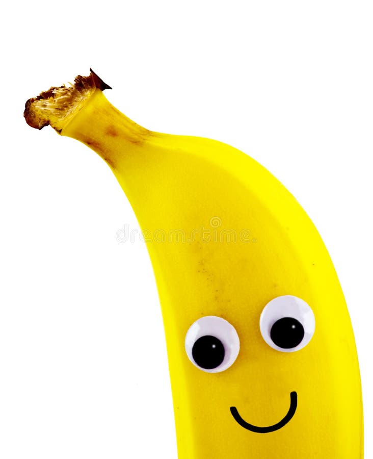 Banan med smileyframsidan royaltyfria bilder Banan med smileyframsidan royaltyfria bilder