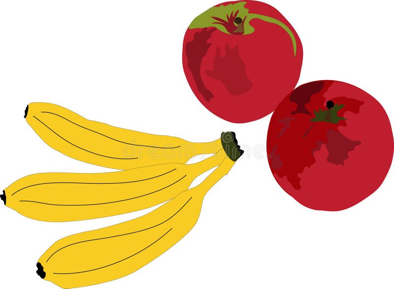 Banana and Apple Illustration Stock Illustration Illustration of