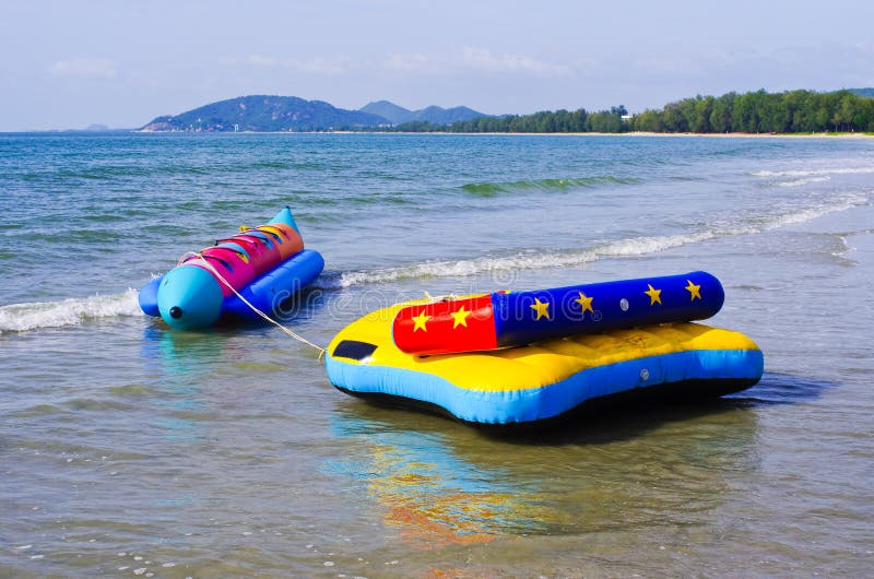 Banana boat stock image. Image of save, blue, inflatable 26166425