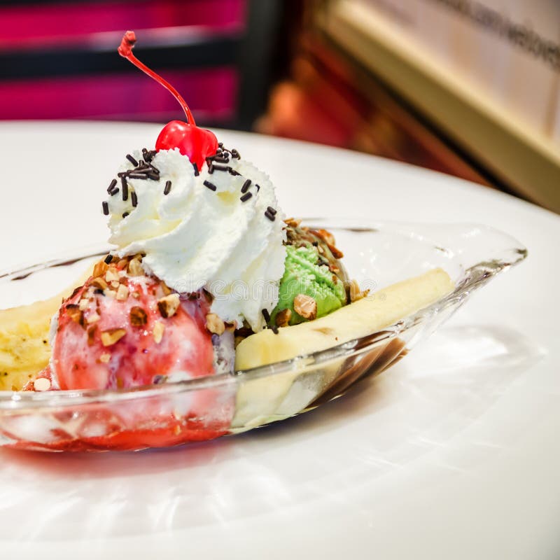 Banana boat ice cream stock photo. Image of cherry, refreshment 47075942