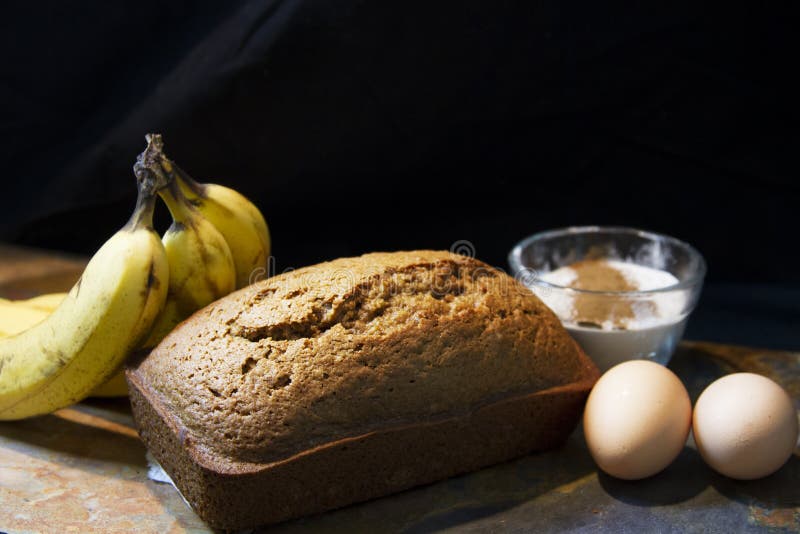 Home made Banana Bread awaiting the family to come home royalty free stock image