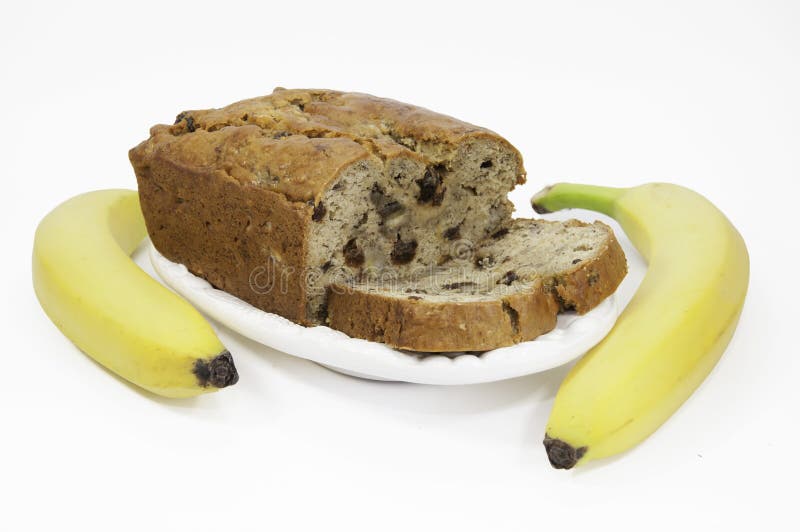 Banana Bread With Two Bananas Stock Photo - Image of bread, cake: 37498276