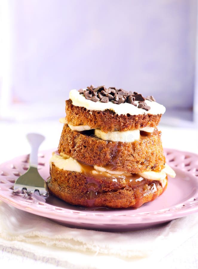 Banana caramel cake stock image. Image of baked, cake 39394821