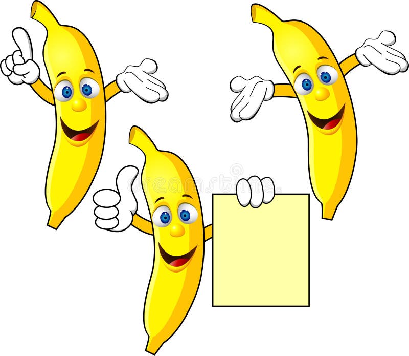 Cheerful Cartoon Banana Raising His Hand Stock Vector - Illustration of  color, grow: 48227026