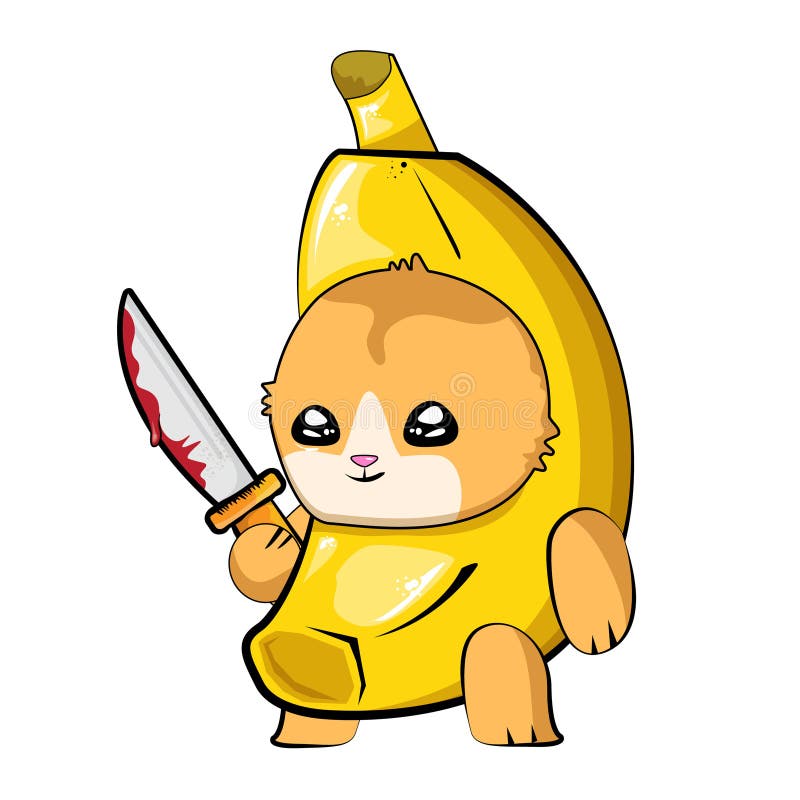 Banana Cat holding bloody knife vector isolated - Stock