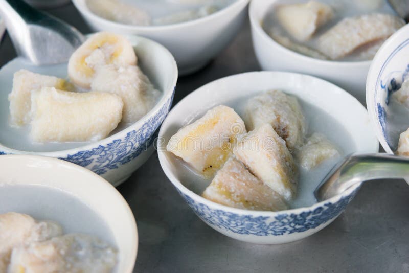 Banana in coconut milk, thai dessert