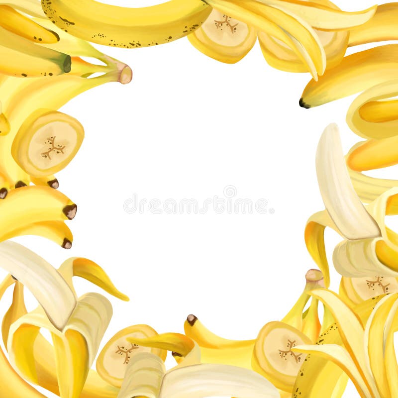 Banana Frame with Copy Space for Text. Digital Art, Oil Imitation ...