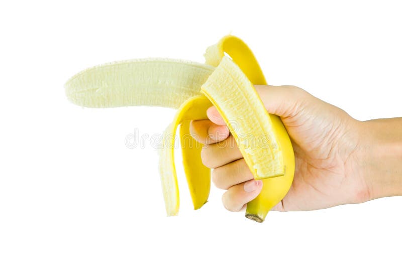 Banana in hand like a gun stock photo. Image of organic 63557968