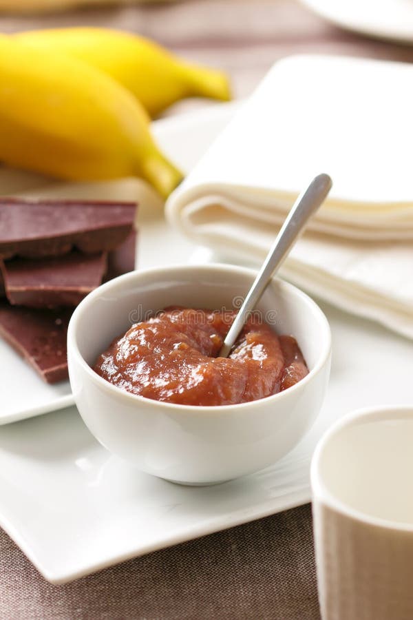 Banana jam stock image. Image of breakfast, white, food 72785683