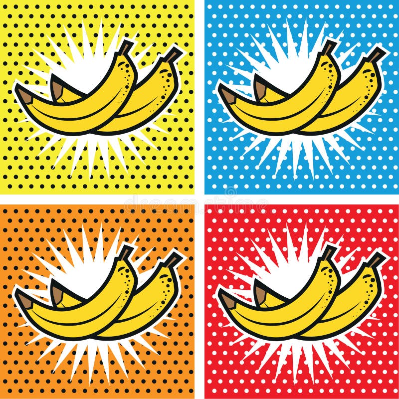 Banana Pop Art Set Backgrounds Stock Illustration - Image: 65356157
