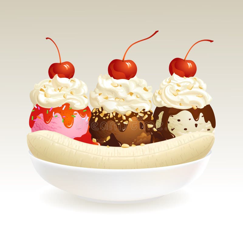 Banana Rozszczepiony lody ilustracja wektor Banana Rozszczepiony lody ilustracja wektor