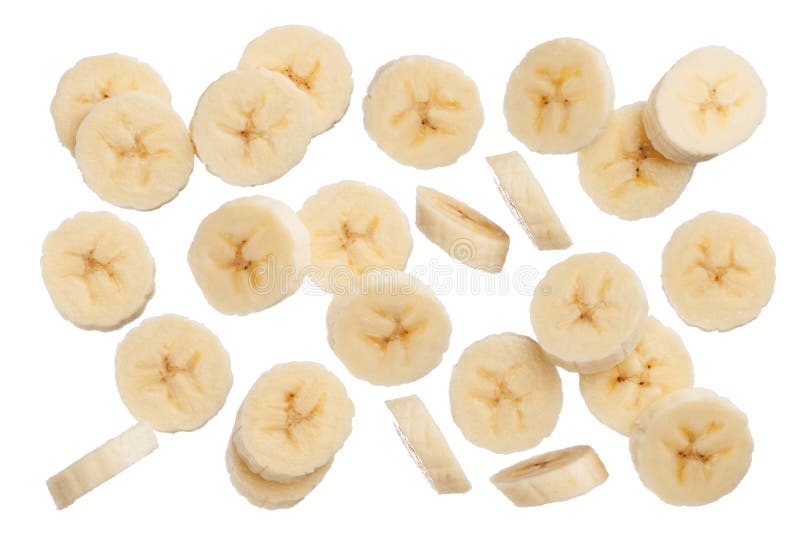 Banana slices isolated on white background