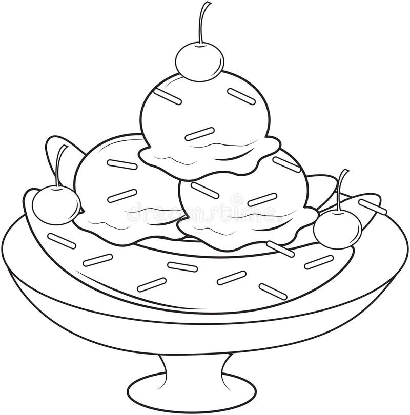 Download Banana split coloring page stock illustration. Illustration of clip - 52718614