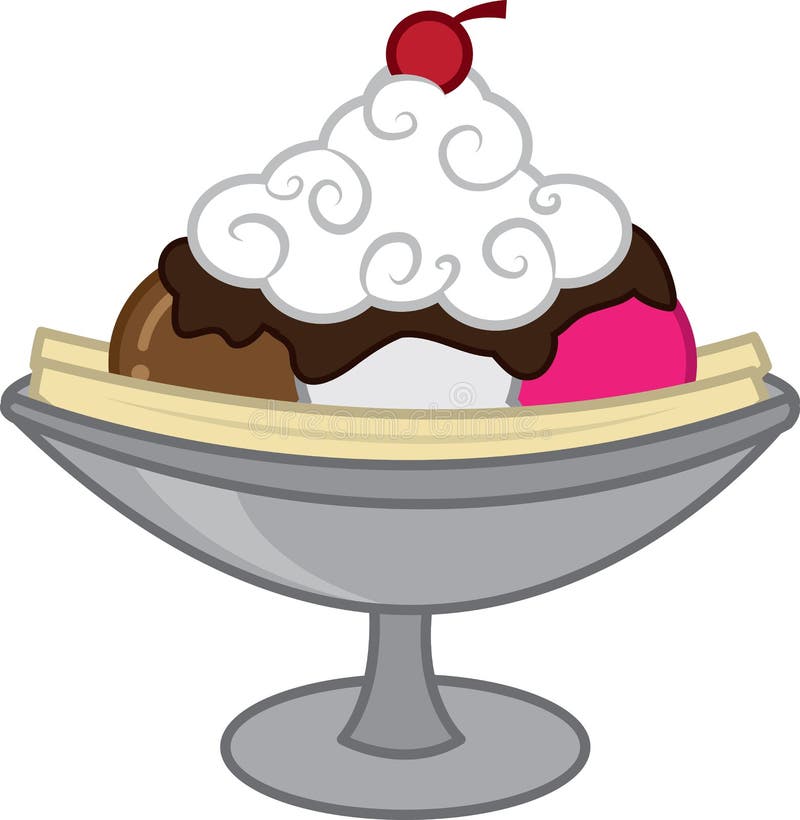 Banana Split stock vector. Illustration of food, glass 33953980