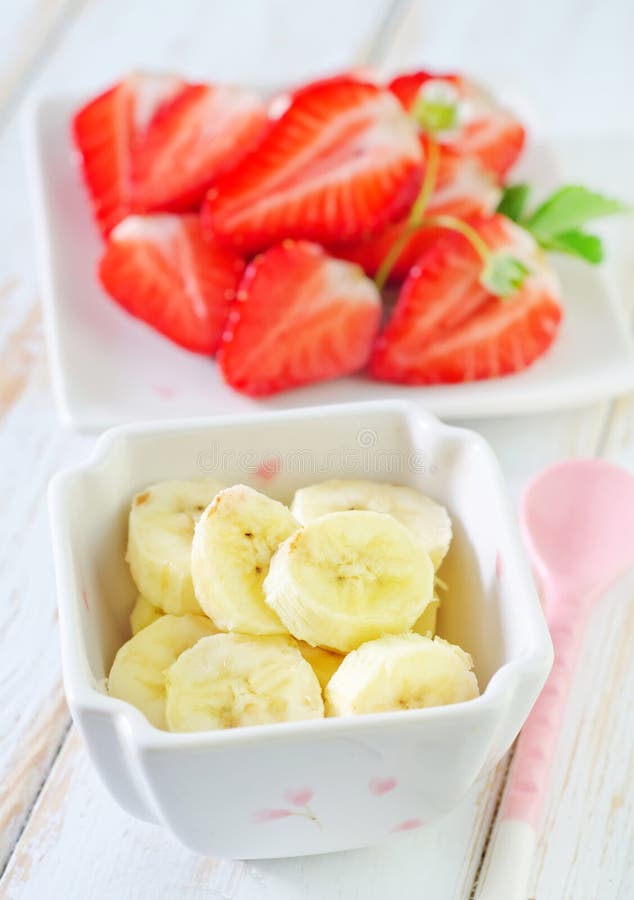 Banana and strawberry stock photo. Image of gourmet, oranges 38377438