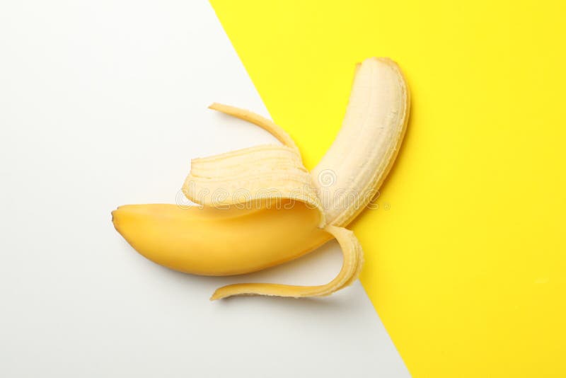 Banana on two tone background Fresh fruit. 