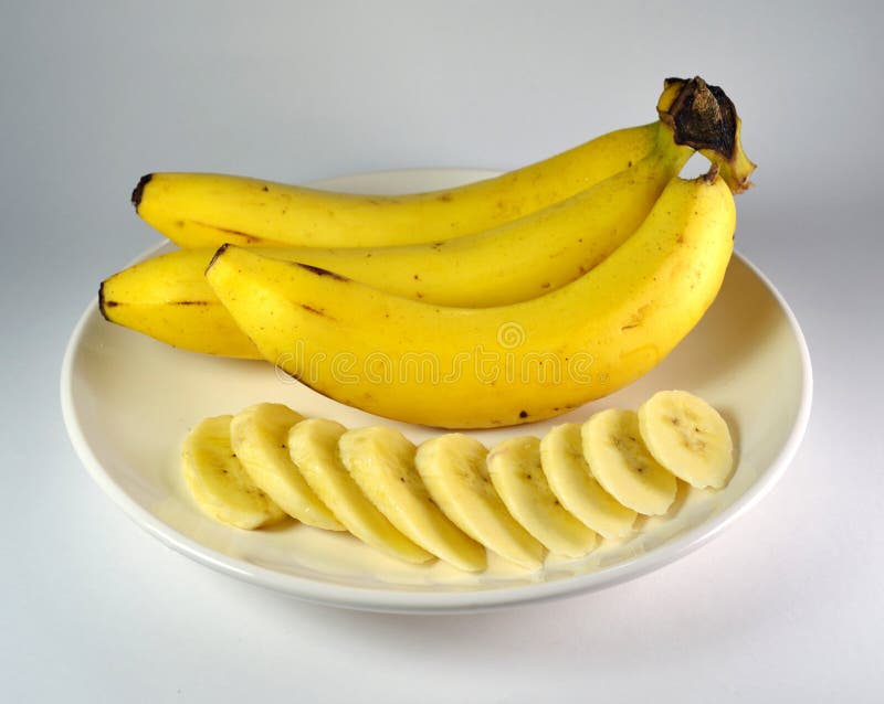 Banana on white plate