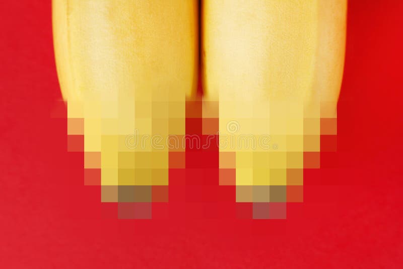 Erotic Fruits - Bananas As a Concept of a Censored Naked Female Breast.  Provocative Boobs with a Mosaic Covering the Nipples Stock Image - Image of  naked, lift: 201198405