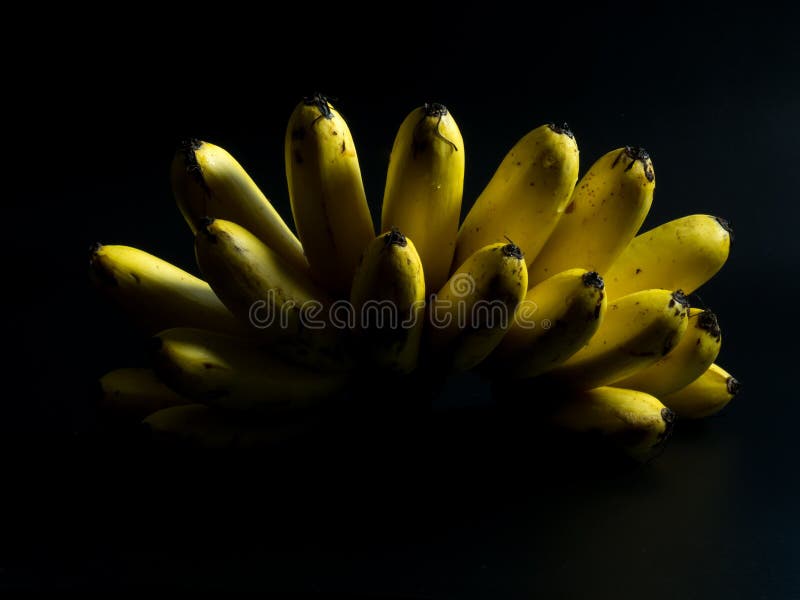 Bananas on a Black Background Stock Image Image of background, food