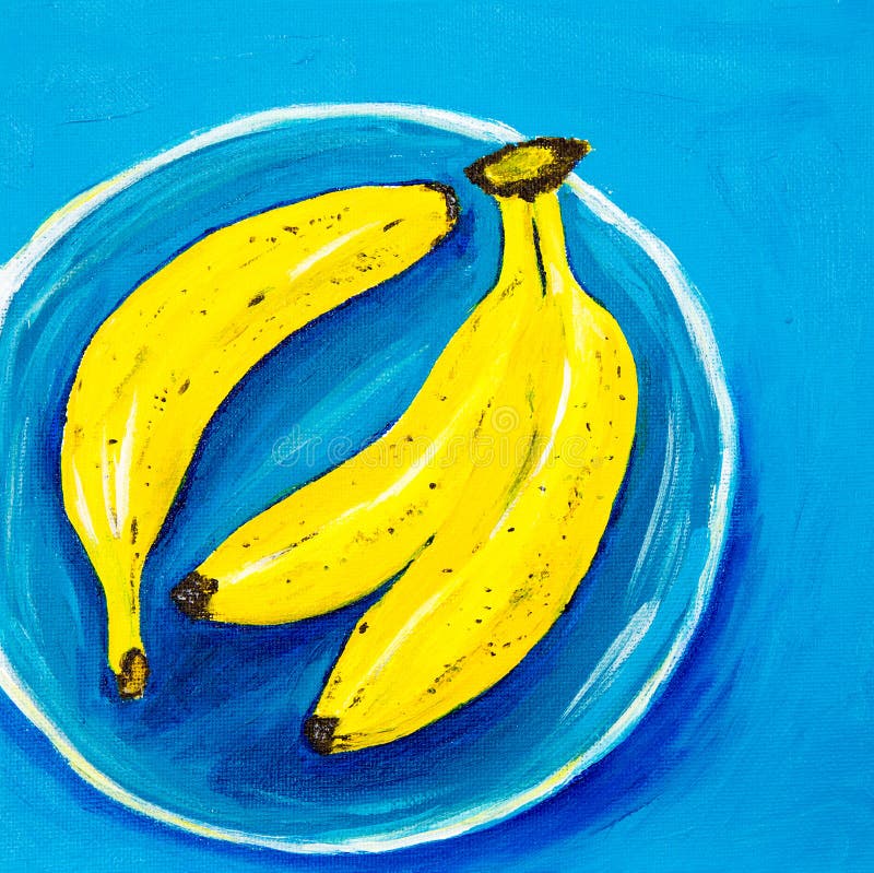 Bananas in blue dish stock photo. Image of citrus, natural - 196399636
