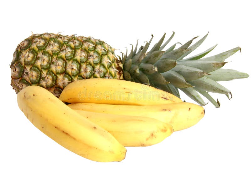 Bananas and Pineapple Isolated on a White Stock Photo Image of juicy