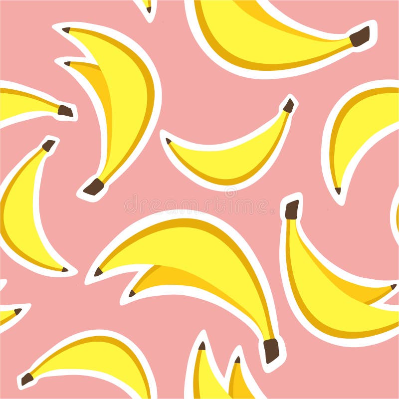 Banane mature, fondo variopinto Modello senza cuciture decorativo con i frutti illustrazione di stock Banane mature, fondo variopinto Modello senza cuciture decorativo con i frutti illustrazione di stock