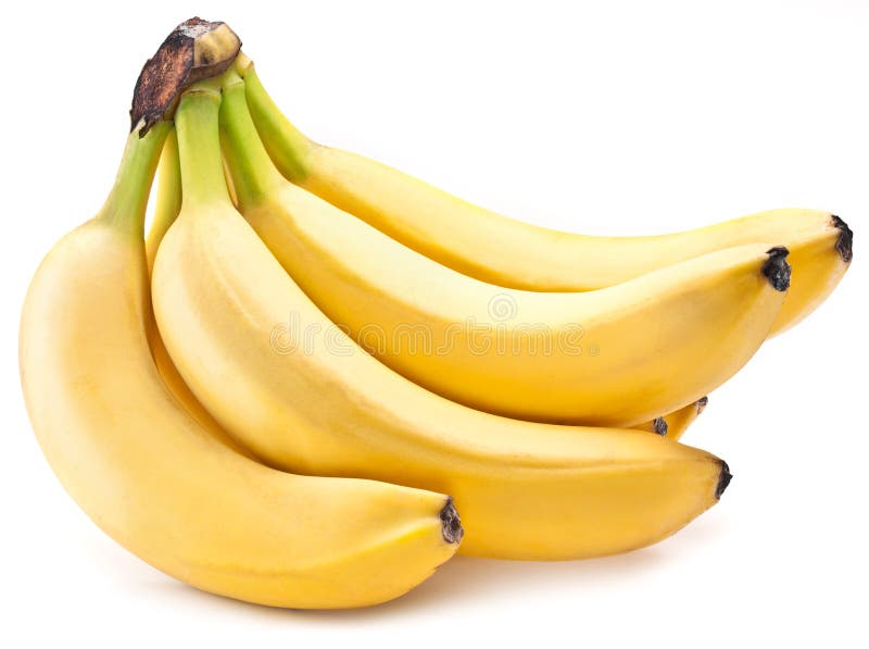 Bananenfrüchte an über Weiß stockfotografie