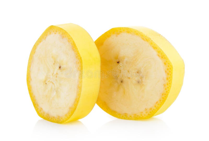 Bananenscheibe auf weißem Hintergrund stockfotos Bananenscheibe auf weißem Hintergrund stockfotos