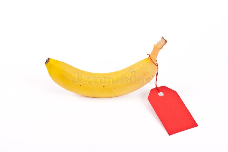 Bananowa czerwona etykietka fotografia royalty free