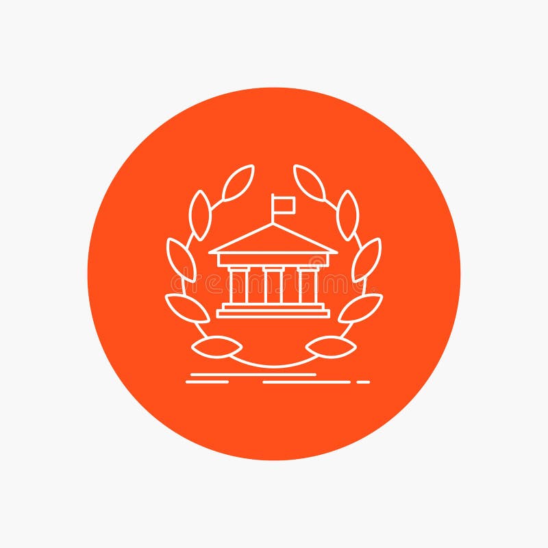 banca, attività bancarie, online, università, costruzione, linea bianca icona di istruzione nel fondo del cerchio Illustrazione d illustrazione vettoriale banca, attività bancarie, online, università, costruzione, linea bianca icona di istruzione nel fondo del cerchio Illustrazione d illustrazione vettoriale