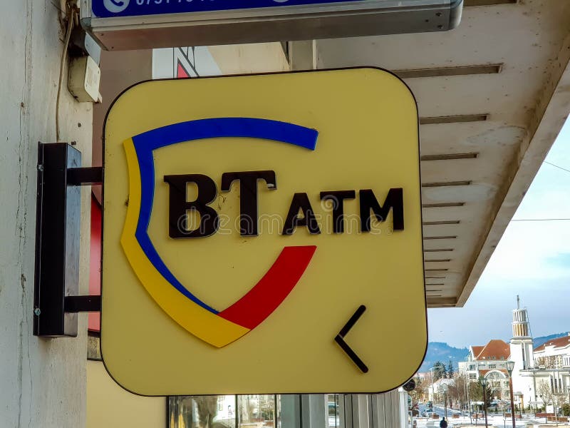 Banca Transilvania Atm street sign.
