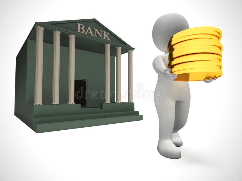 Bancaire diensten van een financiële instelling laten investeringen en zakelijke 3d - illustratie zien