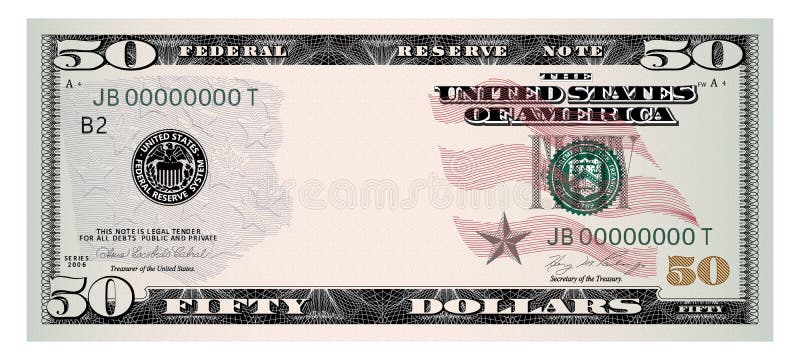 Banconota da 50 dollari USA banconota in dollari USA in contanti isolata su fondo bianco