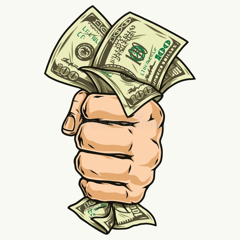 Banconota in dollari con mano maschio illustrazione di stock
