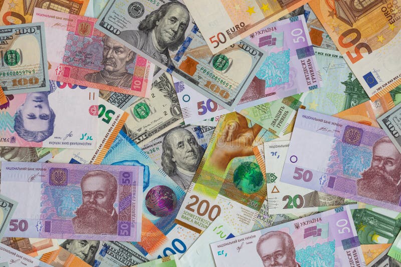 Closeup of  Swiss franc, US dollar, Euro, polish zloty banknotes  banknotes for design purpose. Closeup of  Swiss franc, US dollar, Euro, polish zloty banknotes  banknotes for design purpose