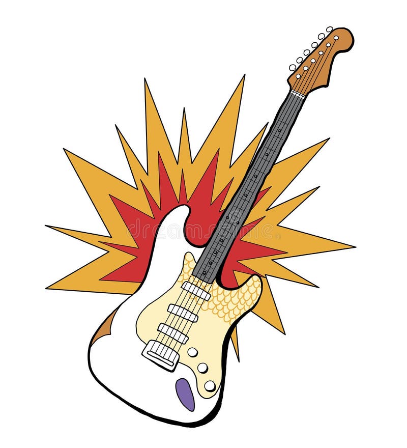 Band Electric Guitar Illustartion Stock Illustration - Illustration of