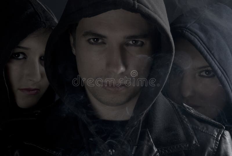 Band members in white black contrast stock photography