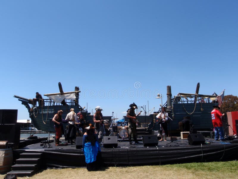 Band of Pirates Jamming on a Boat Stage at Vallejo Pirate Festival